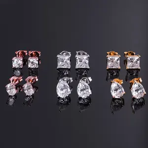 Pendientes de Lujo Starsgem con Moissanita Redonda de 0.5ct, 1ct, 1.5ct, 2ct, 3ct, Plata de Ley 925, Cierre a Presión y Rosca, para Mujer - Product Image 4