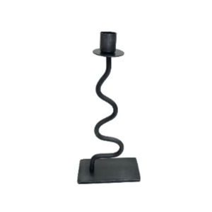 Support de bougie en métal noir avec revêtement en poudre, design en zigzag de luxe, pour la décoration de la maison et des hôtels, bougeoir moderne ondulé - Product Image 1