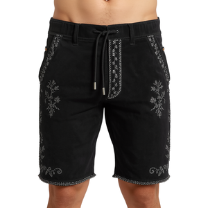 Pantalones Cortos de Cuero Negros de Gamuza Bordados para Hombre al por Mayor, Fabricación OEM Personalizada para Festivales Tradicionales - Product Image 2