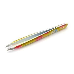 Pince à épiler inclinée en acier inoxydable avec revêtement en papier imprimé à motif floral personnalisé, nouvelle tendance, ensemble de pinces à épiler pour sourcils, prix bas - Product Image 2