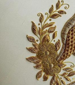 Parche de ciervo dorado bordado Zari de estilo Vintage de lujo, chaqueta de lona y cuentas hechas a mano para decoración del hogar y accesorios de arte de pared - Product Image 4