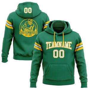 Wholesale & Dropship Custom Stitched Kelly Green <b>White</b>-Gold Football Pullover Sweatshirt <b>Hoodie</b> - Product Image 1