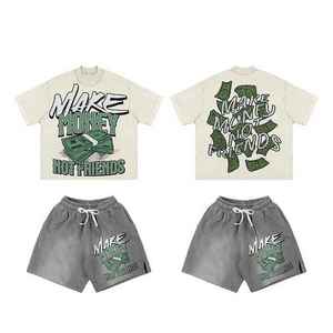 Conjunto de pantalones cortos y camiseta de verano con estampado DTF para hombre, traje de sublimación personalizado, ropa de calle de dos piezas con diamantes de imitación, ropa Oem - Product Image 4