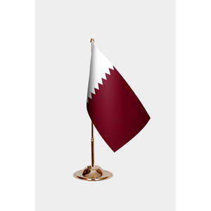 Drapeaux de table du Qatar imprimés numériquement avec mât en aluminium - Product Image 2