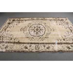 6x9.4 ft Rug, Large Vintage Rug, <b>Brown</b> Patchwork Rug - Product Image 2