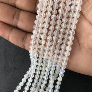 Piedras de Luna Arcoíris 100% Naturales, Certificadas por IGI, Grado AA, Forma Rondelle, Lisas, de 4.5mm-6mm, Fuego Azul, Multifuego, Vivaaz Gems Jaipur - Product Image 2