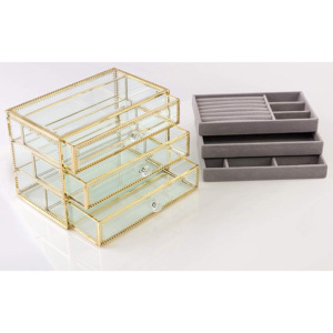 Boîte de rangement pour bijoux et accessoires en verre de luxe moderne Boîte en verre unique pour décorations de maison avec tiroirs - Product Image 5