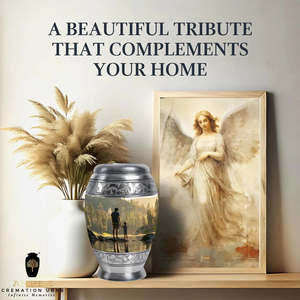 Elegante urna de cremación de aluminio recubierta de Meena grande (220 pulgadas cúbicas) y recuerdo (3 pulgadas cúbicas) urnas de cremación personalizadas - Product Image 4