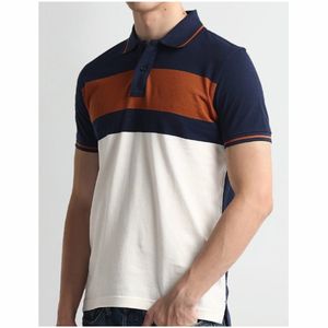 เสื้อโปโลผ้าฝ้ายคอกลมใส่สบายสำหรับผู้ชายเสื้อใส่สบายแนวสตรีทผ้าถักลายปัก - Product Image 3