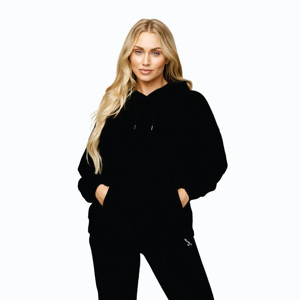 Tuta oversize XL XS da <span class=keywords><strong>donna</strong></span> a vita alta flouchy <span class=keywords><strong>Fit</strong></span> 80% cotone 20% cappuccio ad arco lineare in poliestere modello con cerniera con Logo - Product Image 3