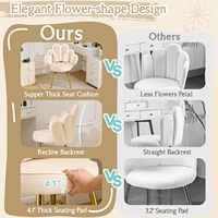 Chaise de coiffeuse élégante en velours à dossier en forme de pétale pour agent d'achat de meubles |   Décoration d'intérieur moderne minimaliste en métal