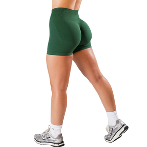Shorts de sport pour femmes, vert court, sans couture, taille mi-haute, extensible, compression, entraînement, fitness, anti-fuites, shorts d'entraînement - Product Image 6