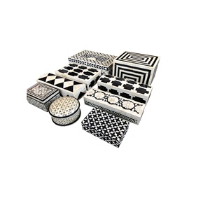 Caja de forma redonda y cuadrada con incrustaciones de madera y hueso Proveedor a granel hermosa caja de almacenamiento de madera y latón con incrustaciones - Product Image 1