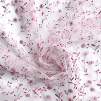 Nouveau design, vente en gros, tissu organza léger et transparent, broderie florale, pour robe, rideau, mariage, textile de maison