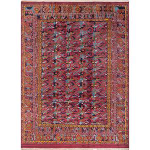 Tapis noué à la main en laine bleue Aalam Pae-5604 9x12 style persan pour entrée, motifs abstraits rectangulaires en forme de puzzle par Jaipur Rugs US - Product Image 1