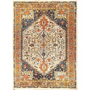 Aalam Ivory Hand Knotted Wool Rugs PAEM-1509 Tabriz Style for Home Decor for Bedroom Living Room <b>Hallway</b> Medallion Handmade - Product Image 1