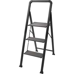 MSV 3-<b>Step</b> Walker, <b>Foldable</b>, Lightweight Ladder, Steel, Max. 150 kg, Non-Slip <b>Step</b> Coating, Rubber Feet, Compact, 62 x - Product Image 1