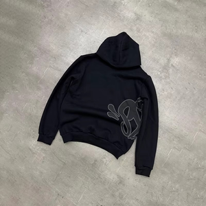 Conjunto Deportivo Informal de Invierno de Hip Hop, Sudadera con Capucha y Pantalones Jogger de Lana con Cierre de Cremallera, Estampado de Grafiti con Letras Planas, para Hombre y Mujer - Product Image 3