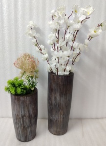 Décoration de maison et jardin artisanale de ferme moderne Grand marron antique vintage 100% indien Mango Wood Vase pots de fleurs et jardinières - Product Image 6