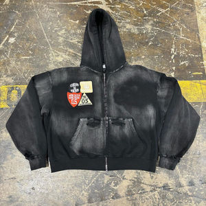 Sweat à capuche zippé délavé à l'acide lourd pour hommes personnalisé de haute qualité décontracté unisexe sweats à capuche pour hommes pour l'hiver ODM brodé - Product Image 6