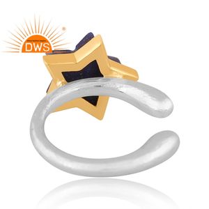 แหวนพลอยลาพิสธรรมชาติทำจากเงินแท้ปรับได้ดีไซน์รูปดาวอัญมณีเงินแท้ปรับได้ตามต้องการ - Product Image 2