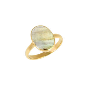 Anillo de Joyería de Moda para Mujer con Labradorita en Forma Ovalada, Bañado en Oro Rosa sobre Plata de Ley, con Cristal Natural - Product Image 1