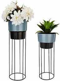 Lot de 3 jardinières du siècle moderne avec supports en métal, décor de salon pour pot de fleurs pour orchidée, aloès, grand cactus - Product Image 5