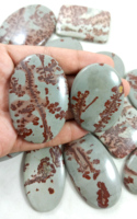 Lot en gros de cabochons de pierres précieuses semi-précieuses naturelles en jaspe gris-rouge, à dos plat et lisses, pour la lithothérapie