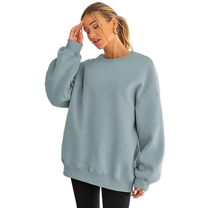 Women's Oversized 100% Cotton Eco-Friendly Quick Dry Solid Sweatshirt High Quality Regular Length Breathable Winter Neck Custom - Product Image 5