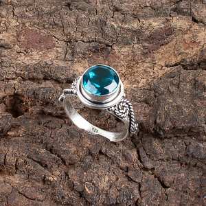 Anillo de Apatita Azul, Plata de Ley 925, Joyería Artesanal con Piedras Preciosas, Regalo de Piedra Natalicia de Diciembre para Mujer - Product Image 5