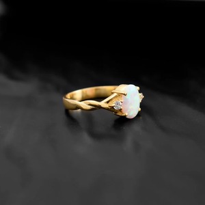 Anillo de boda de ópalo de fuego natural único, banda de compromiso de matrimonio de oro Vintage con regalo de lujo, forma ovalada, diseño único - Product Image 6