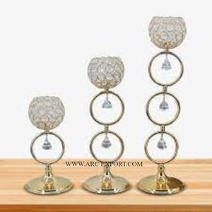 Ensemble de 2 bougeoirs d'intérieur décoratifs en métal et cristal de table de qualité supérieure pour la maison - Product Image 2