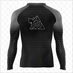 เสื้อรัดกล้ามเนื้อสีดำแบบกำหนดเองสำหรับผู้ชาย แห้งเร็ว ระบายอากาศได้ดี แขนยาว สำหรับบราซิลเลียนยิวยิตสู  แบบพิมพ์ลายซับลิเมชั่น  เป็นมิตรกับสิ่งแวดล้อม - Product Image 6