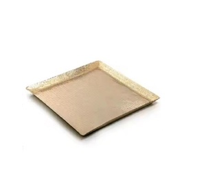 Bandejas de servicio de metal de color dorado de aluminio fundido con asas para decoración de vajilla Bandejas rectangulares de chocolate - Product Image 3