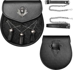 ONSTYLE SPORTS Écossais Semi-Robe Formelle Kilt Sporrans Cantel Celtique Durable avec Peau de Sceau Antique Chai Livré Kilt Sporran - Product Image 4