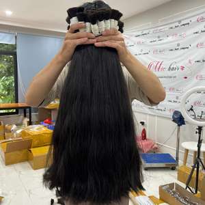 วัสดุผมมนุษย์แท้ธรรมชาติสีดำล้วนสำหรับทำสีผมจากเวียดนาม - Product Image 3