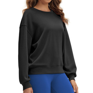 เสื้อกันหนาวแขนยาวลำลองสตรีทแวร์โชว์ไหล่เสื้อฮู้ดระบายอากาศเป็นมิตรกับสิ่งแวดล้อมเสื้อกันหนาวถักสำหรับผู้หญิง - Product Image 4