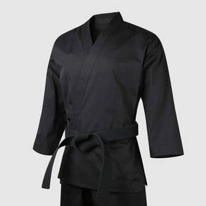 Uniformes de Taekwondo transpirables de Color negro en blanco liso Precio barato Nuevo diseño Uniforme de Taekwondo para artes marciales - Product Image 2