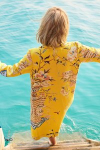 Kaftan pour femmes, fait main, à porter pour les fêtes, manches longues, lin et coton, style bohème et hippie, design Kantha - Product Image 5