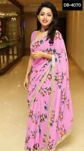 Pièces de sari indien ethnique en satin de soie, prêt-à-porter pour les fêtes, en georgette à imprimé numérique, avec bordure en dentelle, design moderne, haute qualité - Product Image 5