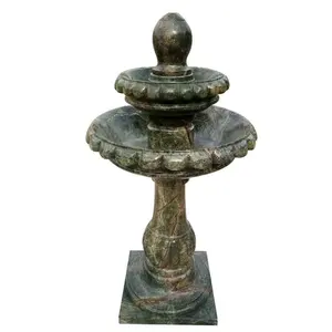 Fontaine à boule tournante en marbre brun foncé, fontaine en marbre gris, fontaine à eau en marbre blanc - Product Image 3