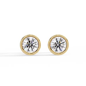 Minimalist Round Cut Lab Grown Diamond Bezel Set Stud <b>Earrings</b> 14K Solid Gold Screw <b>Back</b> <b>Earrings</b> Custom jewelry Manufacturer - Product Image 4