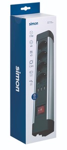 Multipresa in alluminio con cavo e interruttore, 4 prese + 3 porte USB, montaggio orientabile (Simon BM526401) - Product Image 5