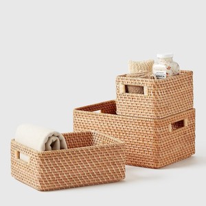 Small Medium Large <strong>Wicker</strong> Handmade Bamboo Woven Rattan Storage Bin <strong>Basket</strong> <strong>Customized</strong> <strong>Size</strong> Rectangular <strong>Baskets</strong> - Product Image 2