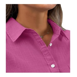 Haute qualité luxe femmes couleur unie femmes chemise 100% coton à manches longues meilleur de la vente du Bangladesh prix usine - Product Image 4