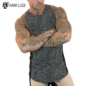 Débardeur de fitness grande taille XL pour homme Maillot en coton tricoté à séchage rapide avec décor brodé Respirant Casual-Bodybuilding Style - Product Image 3