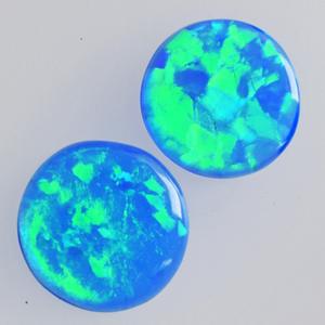 พลอยโอปอลธรรมชาติผ่านการอบความร้อนสำหรับทำเครื่องประดับ คุณภาพสูง สีน้ำเงินอมเขียว ทรงคาโบชอง ขนาด 11x11x2 มม. แบบสังเคราะห์ ทรงกลม - Product Image 3
