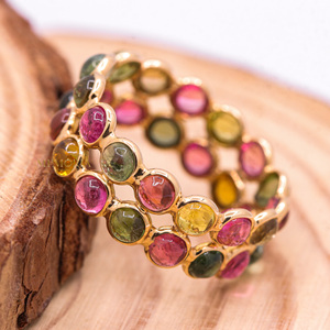 Anillos de Compromiso Hechos a Mano en Oro Amarillo de 18k con Turmalina Multicolor en Forma Preciosa para Mujer, Joyería Certificada para Cumpleaños - Product Image 3