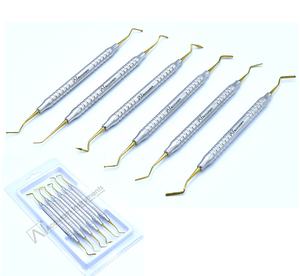 เครื่องมือทันตกรรมคอมโพสิต6ชิ้นอุปกรณ์เติมฟันเครื่องมือทำความสะอาดสีทอง - Product Image 2