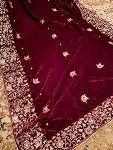 Superior Quality Goodshopping Luxury Velvet <b>Shawl</b> Women Solid Pattern Zari Embroidery <b>Sequin</b> Work Breathable Winter Season Made - Product Image 5
